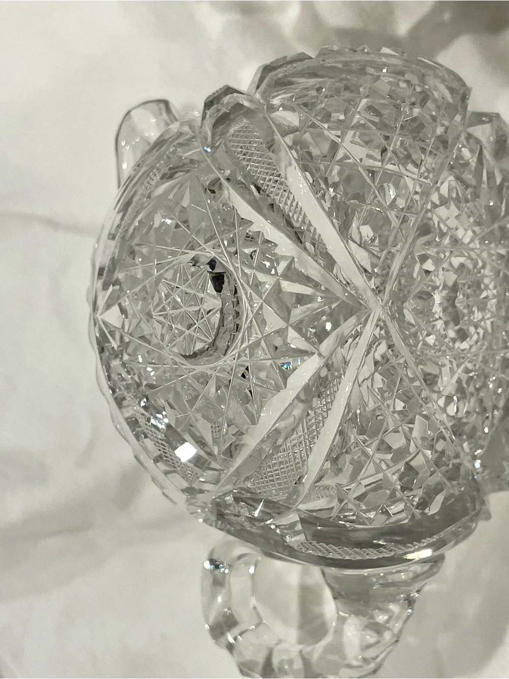 American Brilliant Era Handblown Hand Cut Crystal Sugar & Creamer Set |Prismatic